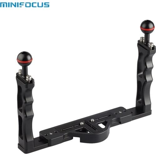 Aluminium Diving Double Handle Tray Bracket for Underwater Camera Housings Dual Handheld Hand Grip Holder Video Stabilizer