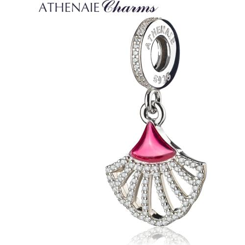 ATHENAIE 925 Silver with Pave Clear CZ Dress Enamel Pendant Drops Charm Beads DIY Jewelry Gift for Birthday, Anniversary'Day