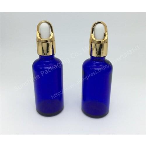 Free shipping 500 X 50ml blue glass bottle with dropper high quality essential oil bottle dropper packaging bottles vials