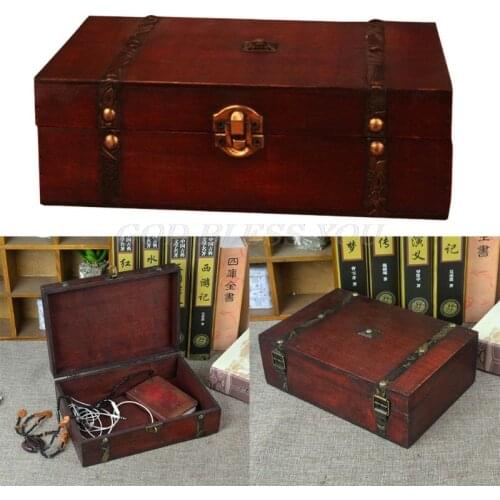 Antique Wooden Treasure Box Board Game Storage Box for Poker Card Tarot Trinkets Jewellery And Home Decor Drop Shipping