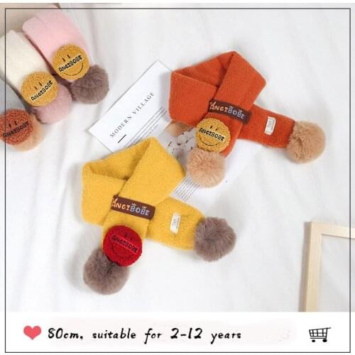 Kids Winter Scarf Pompom Baby Scarf Boys Girls Warm Neck Scarves Knitting with Fur Ball Neckerchief foulard echarpe Neck Tie