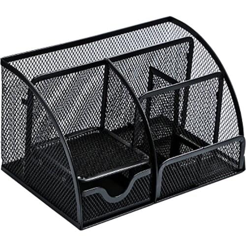 Deli Creative Pen Holder Office Multifunctional Metal Pen Holder Desktop Office Supplies Storage Box All Metal Desk accessories