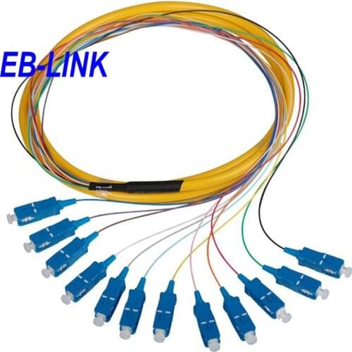 EB-LINK 1.5 Meters SC/PC 12 fiber cores 0.9mm breakout fiber pigtail Optic Pactch Cord