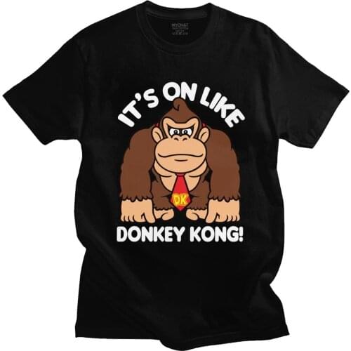 Funny Men T Shirts Its On Donkey Kong T-shirt Short Sleeve Soft Cotton Tee Crew Neck Summer Graphic Tee Shirt Gorilla Tshirt