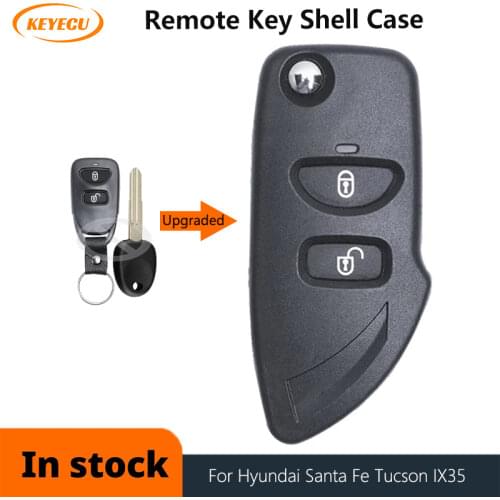 KEYECU Modified Flip Remote Car Key Shell Case for Hyundai Santa Fe Tucson IX35 2005 2006 2007 2008 2009 2010 2011 2012 2013