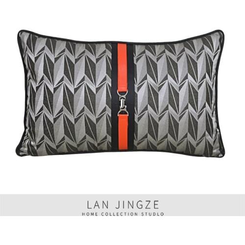LAN JINGZE Modern Simple Geometric Cushion Cover Cotton Printed Decorative Pillowcase Waist Pillows Cushions