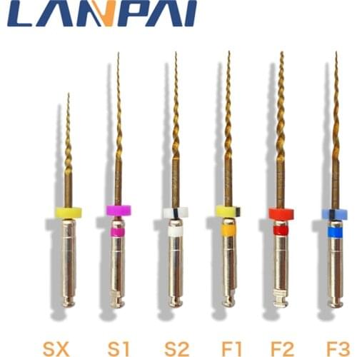 Lanpai 6pcs/Pack SX-F3 Gold Tools Instrument Dentist Materials Endodontics Organizer Files Dental Drill Excavator