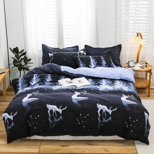 Forest Elk Pattern Bedding Set ,220x240 Duvet Cover Pillowcase 3pcs, Extra Large Duvet Cover,200x200 Quilt Cover Set