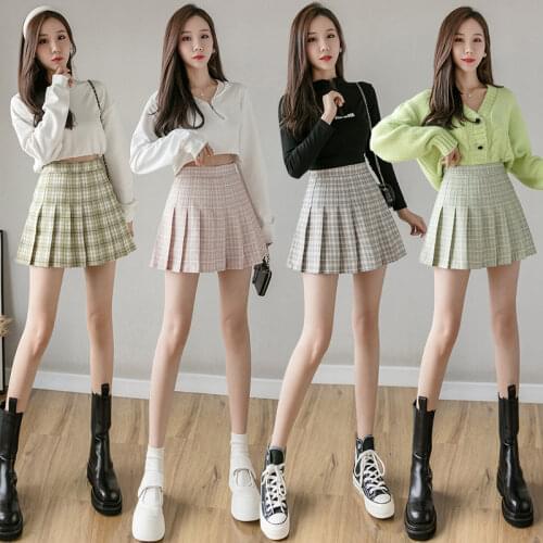 Summer Plaid A Line Mini Skirts Women High Waist Pleated Short Skirt Female Cute JK Japan Uniforms Harajuku Dancing Faldas Mujer