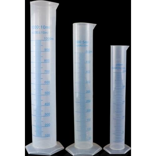 10ml 25ml 50ml White / Blue Scale Line Graduated Labrotary Plastic PP Liquid Mearsuring Cylinder With Spout Teaching