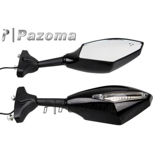 PAZOMA Motorcycle Supermoto MIRRORS With LED TURN SIGNALS INTERGRATED FOR CBR 250 500 600 1000 RR GSXR HAYABUSA