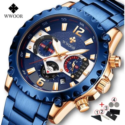Men Watches Luxury Brand Chronograph Big Diver Watch Men 2020 Luminous Blue WWOOR Male Wrist Watches Relogio Masculino 2020