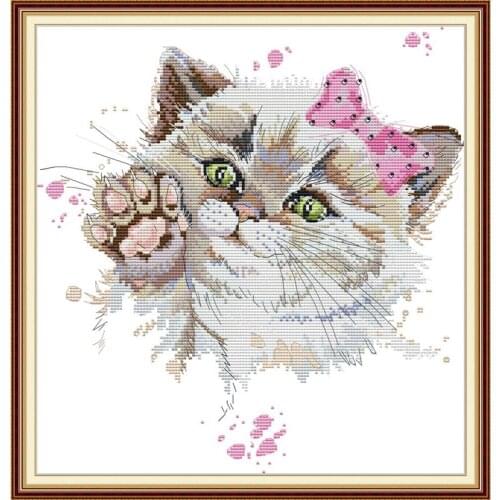 Everlasting Love Cute Cat 3 Chinese Cross Stitch Kits 14 11CT Ecological Cotton DIY Holiday Gifts Send off Family Easy to Learn