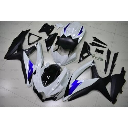 For GSX-R600 2008 - 2010 K8 Full Body Kits GSXR 600 08 10 White Black Full Body Kits GSXR 600 08 10 Fairing Unpainted