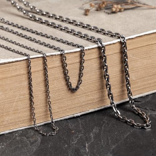 925 Sterling Silver color Necklace 1.5mm 2mm 3mm Chain Thai Silver Thai Mens SKull oxidized charm pendant Fit Original Necklace