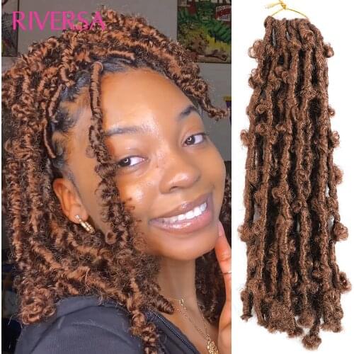 Pre-Braided Butterfly Locs Crochet Hair 613 Blonde 30 Wine Red Butterfly Faux Braids Soft Locks Passion Twist Curly For Women