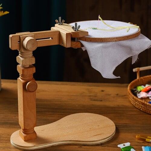 Adjustable Wooden Cross-stitch Rack Embroidery Lap Stand Frame Hoops Tools