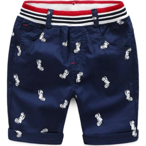 2018 Summer Child Kids Fashion Elastic Waist Motorcycle Print Navy Blue Khaki Cotton Sports Football basketball Baby Boy Shorts
