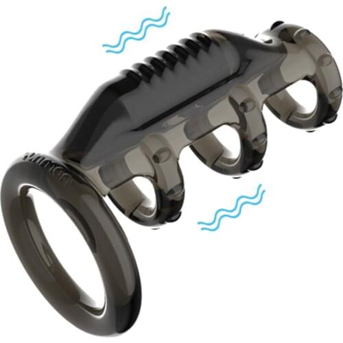 G spot Stimulator Bullet Vibrator Cock Sleeve Penis Vibrating Ring Ejaculation Delay Strap On Dildo Dick Enlargement Extender