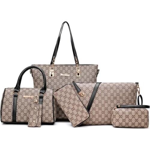 Women Handbag Leather Shoulder Bags Fashion Totes Female Purse Six-Piece Set Designer Brand Bolsa Feminina Large Capacity Casual