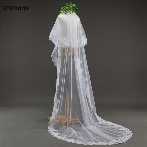New Arrival 3 Meter Lace Sequin Wedding Veils Two-Layer Bridal Veil Wedding Accesorios Bridal Headwear Novia Velos Voile Wesele