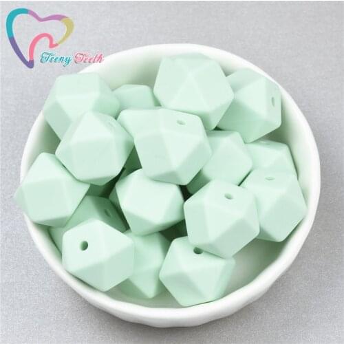 Teeny Teeth 10 PCS Mint Chewable Silicone 14-17 MM Hexagon Shape Beads Food Grade Baby Pendant Eco-friendly Beads DIY Jewelry