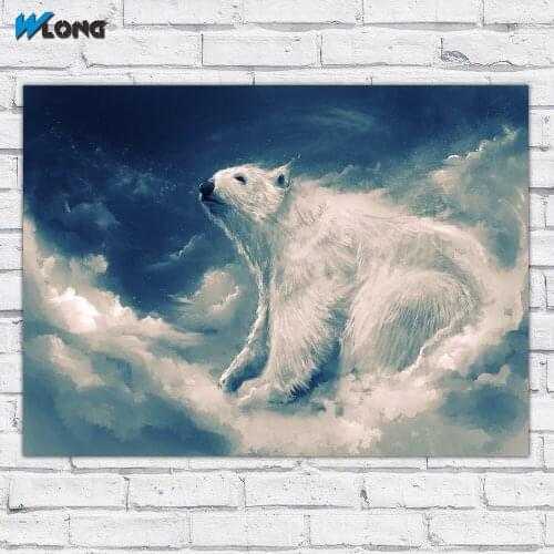 Wlong Art Printing Fashion Bears Polar bears Oil Painting Canvas Get It on Wall Art Wall Pictures for Living Room Bedroom Office