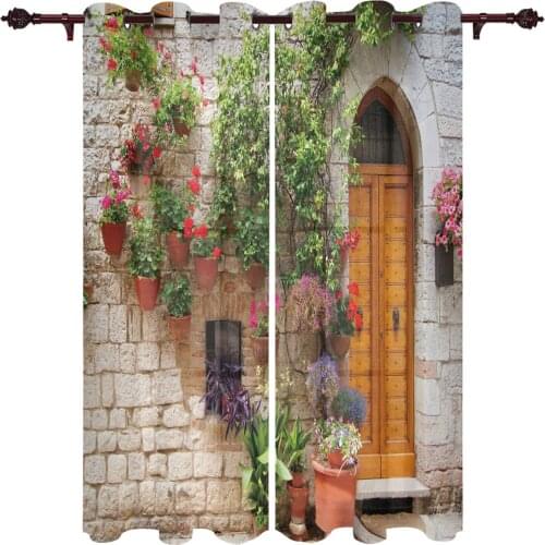 Living Room Curtains Wooden Door Flowers Rattan Modern Home Decor Bathroom Kitchen Bedroom Balcony Floor Valance Curtains