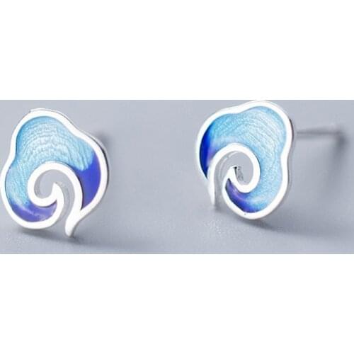 MloveAcc New Style Fashion 925 Sterling Silver Stud Earrings Blue Clouds Earrings Jewelry Pendientes Brincos Fashion Jewelry