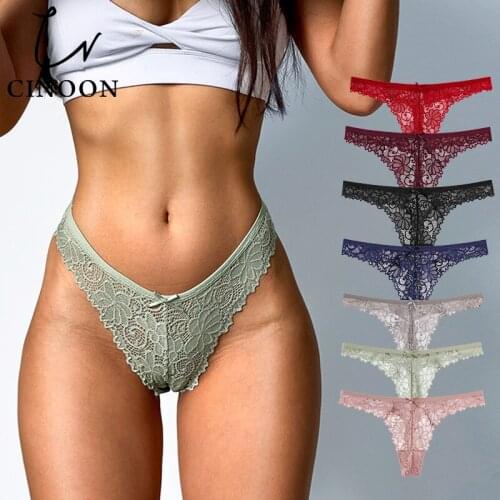 CINOON Women Panties Hot Sale Underwear Sexy Lace G String Thong Low-Waist T-back Knickers Hollow Out Breathable Femal Lingerie