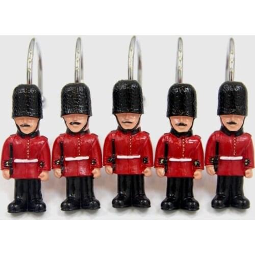 12 pcs Shower Curtain Hook Decorative Resin Soldier Theme Curtain Rings Curtain Hooks for Bathroom Bedroom Baby Room Living Room