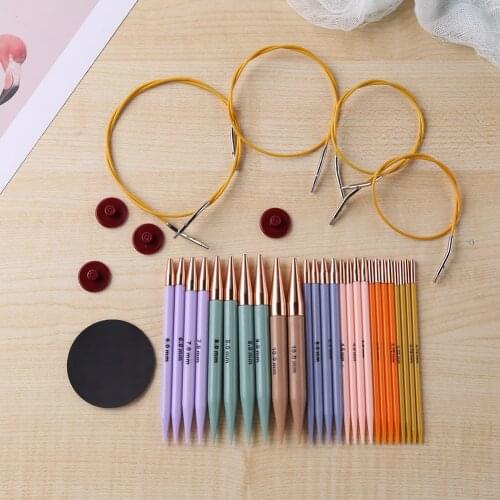 13 Pair Aluminum Circular Knitting Needles Set Interchangeable Crochet Hook Needles for Crochet Patterns & Yarns DIY Knit Tool
