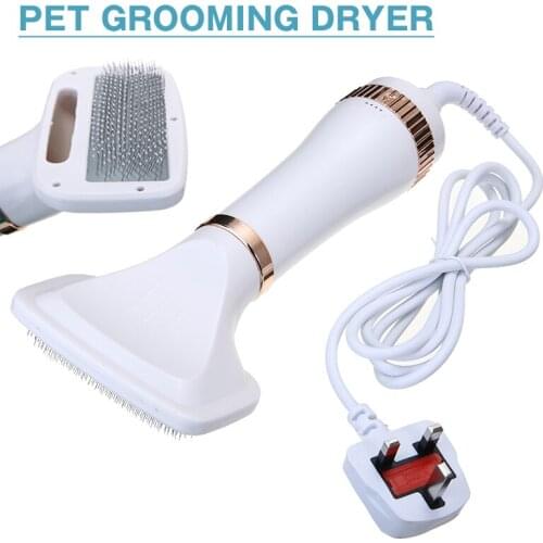 2 In 1 Portable Pet Grooming Dryer UK Plug 3 Level Temperature Adjustment Pet Hair Dryer Cat Dog Pet Dryer Comb Brush Grooming