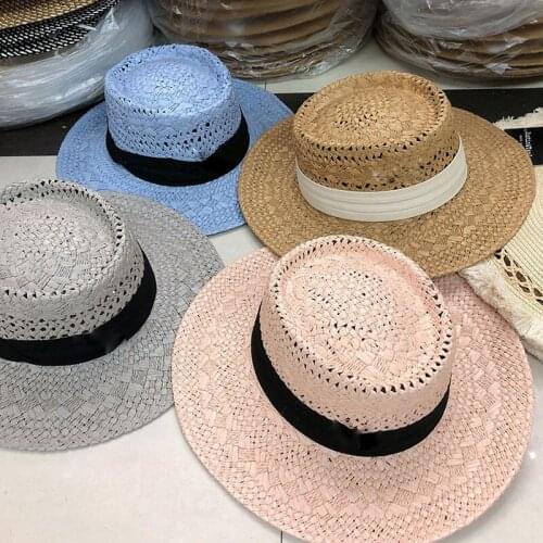 2021 New Women Concave Top Salty Grass Sun Visor Hat Chapeu Fashion Hollow Ladies Summer Panama Hat Wholesale Bape Bonnet Enfant