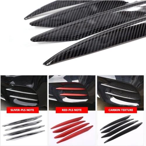 For Mercedes Benz W213 E Class 2016 2017 2018 4pcs Carbon Fiber Texture Front Fog Light Lamp Grille Slats Cover