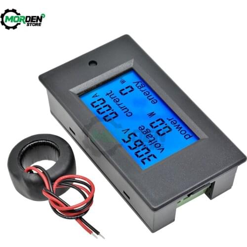 4 in 1 Voltage Current Power Energy Meter Gauge AC 80-260V 100A Voltmeter Ammeter Wattmeter Power Meter with Closed CT