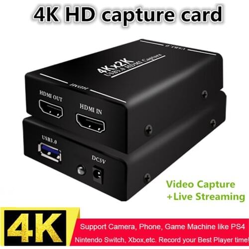 4K 2K HDMI to USB 3.0 Video Capture Card for PS4 Wii Switch Game Live Game Video Live Streaming
