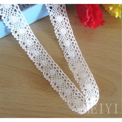 5 Yards White Cotton Embroidered Lace Trim Ribbons Fabric DIY Handmade Craft Clothes Sewing Accessories Supplies 25mm Width
