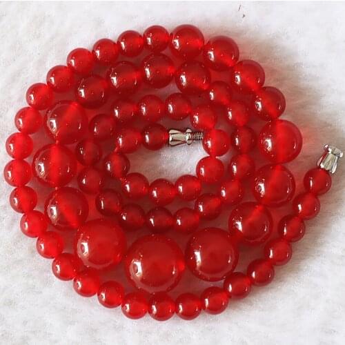 6-14mm exquisite natural red jades stone chalcedony round beads necklace women jewelry fashion high grade gifts 18inch MY5321