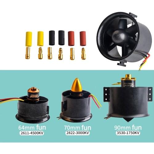 70mm Ducted Fan+3000kv Motor Spindle-4mm / 64mm Ducted Fan+4500kv motor for RC Airplane