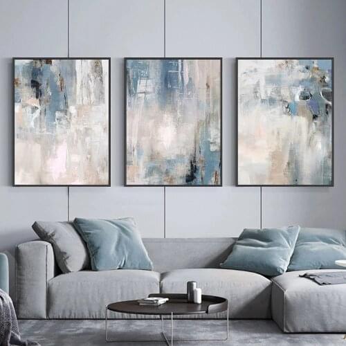 Abstract Blue Modern Style Canvas Painting Nordic Art Posters and Prints Modern Wall Art Picture for Living Room Home Decoration