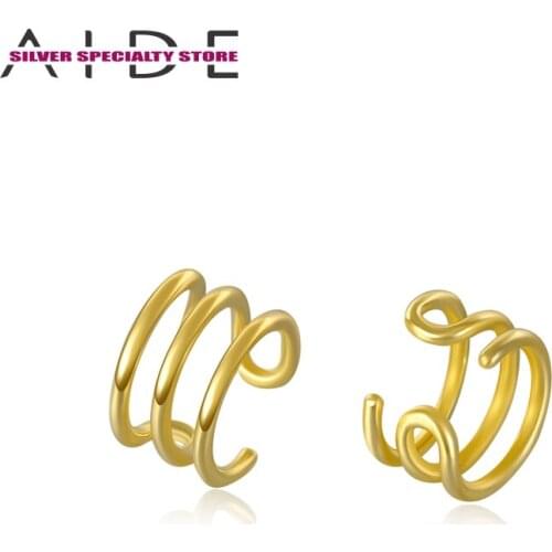 AIDE Glossy Clip Earring 925 Sterling Silver Earrings For Women 2020 No Piercing Cuff Earring Fine Jewelry Pendientes Girl Gifts