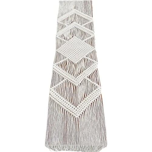 Hollow Out Macrame Table Runner Boho Wedding Decoration Nordic Style Boho Table Runner with Tassels Drop