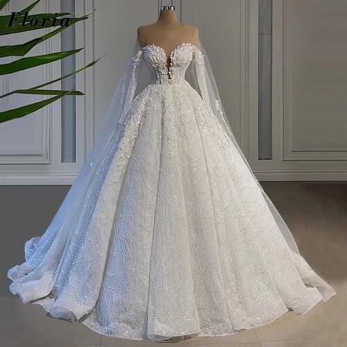 Saudi Arabia Ball Gown Wedding Dresses 2021 Vestido De Noiva Beading Crystal Women Bride Dress Custom African Dubai Bridal Gowns