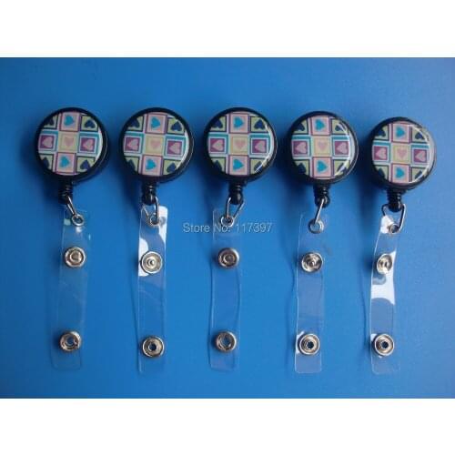 Free Shipping Loveheart Retractable ID Badge Reel with belt clip 20pcs/lot
