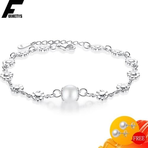 BaliJelry Trendy Pearl Bracelet Silver 925 Jewelry Flower Shape Accessories Bracelets for Women Wedding Engagement Dropshipping