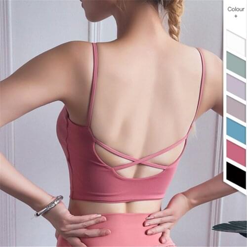 Yoga Bra Fitness Women Sport Bra Top Sex Seamless Push Up Cross Crop Top Sportswear Workout Solid Color Sports Bra For Femal