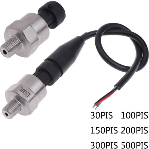 DC 5V 1/8NPT Pressure Transducer Transmitter Sensor Stainless Steel Oil Air Water 30/100/150/200/300/500 psi
