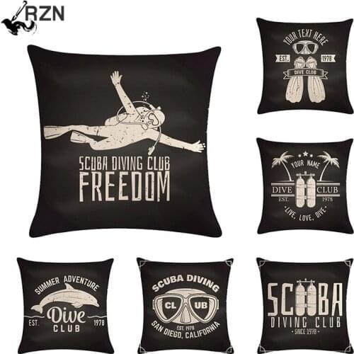 RZN 45*45cm Your Text Here Poster Art Letter Print Throw Pillow Case Dive Live Love Cushion Cover Decorations Gifts for Home