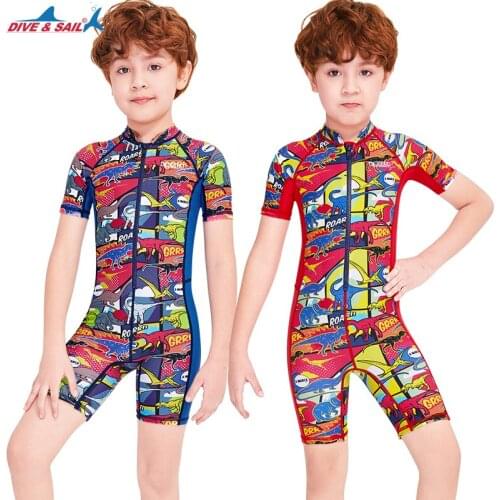 Kids Boy Girl One Piece Front Zip Rash Guard Swimsuit Shorty Wetsuit Skin Beachwear Bathing Suit UPF 50+ Sun Protection Sunsuit